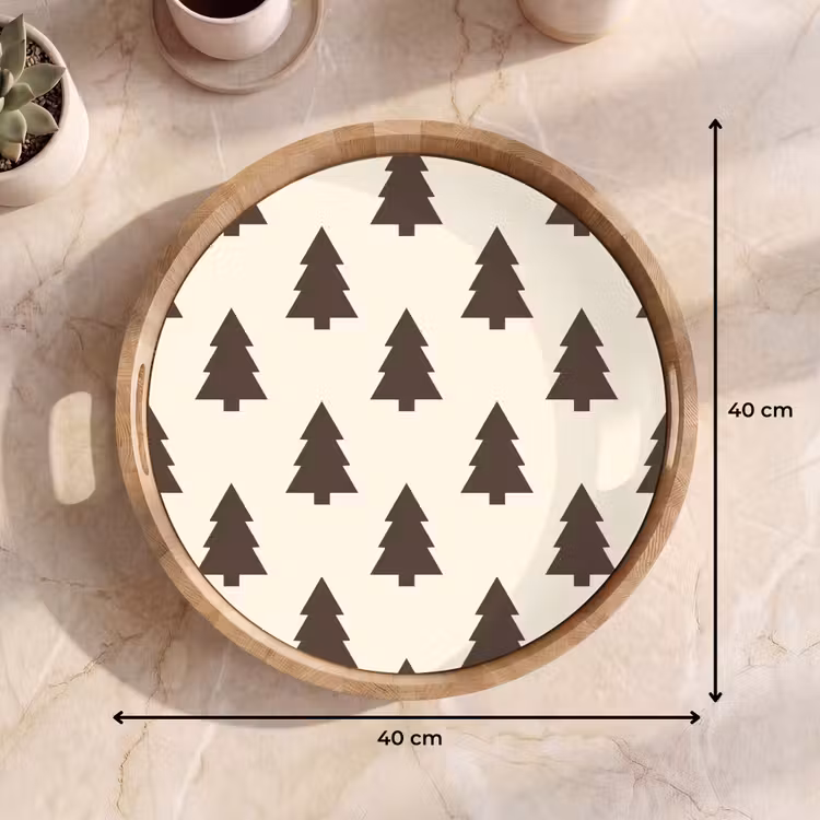 Tablett - Weihnachtsbaum – Creme – Grau — 9