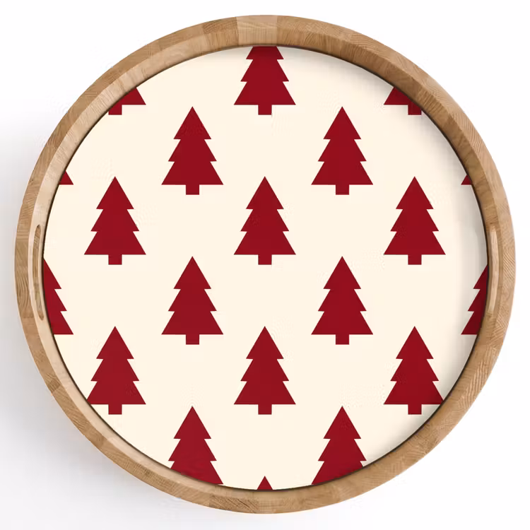 Tablett - Weihnachtsbaum – Creme – Rot — 1
