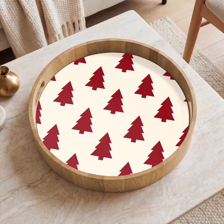 Tablett - Weihnachtsbaum – Creme – Rot — 2
