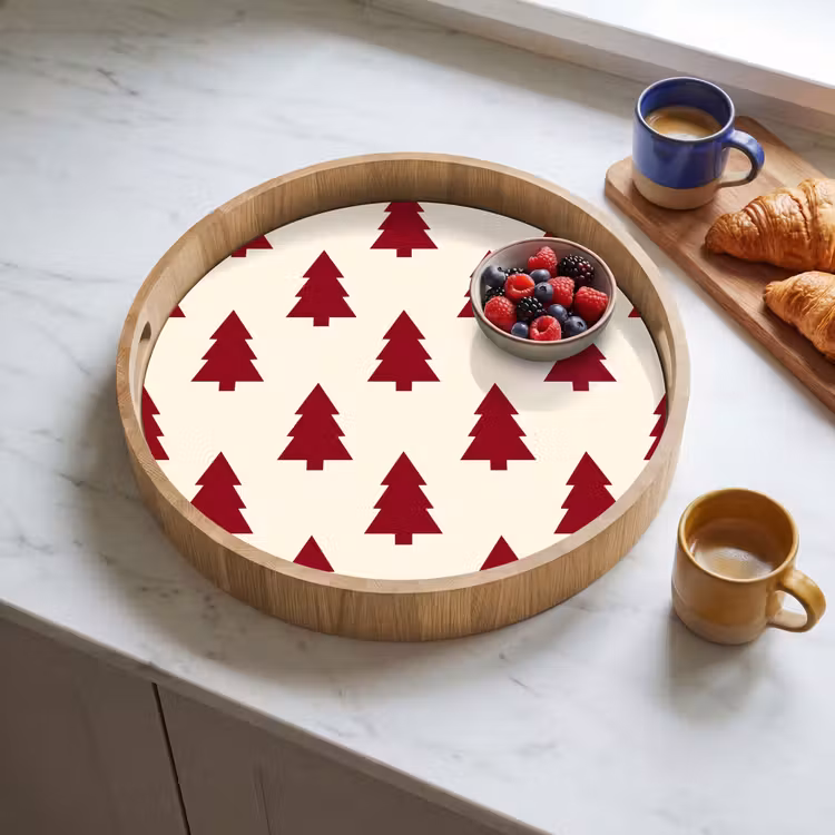 Tablett - Weihnachtsbaum – Creme – Rot — 4