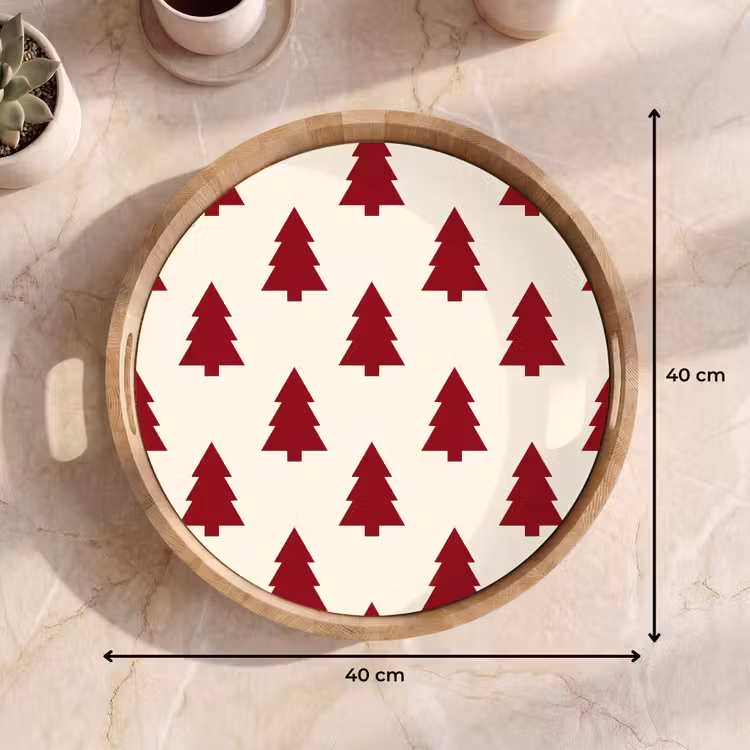 Tablett - Weihnachtsbaum – Creme – Rot — 9