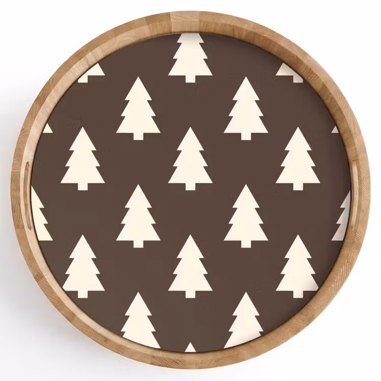 Tablett - Weihnachtsbaum – Grau – Cremefarben — 1