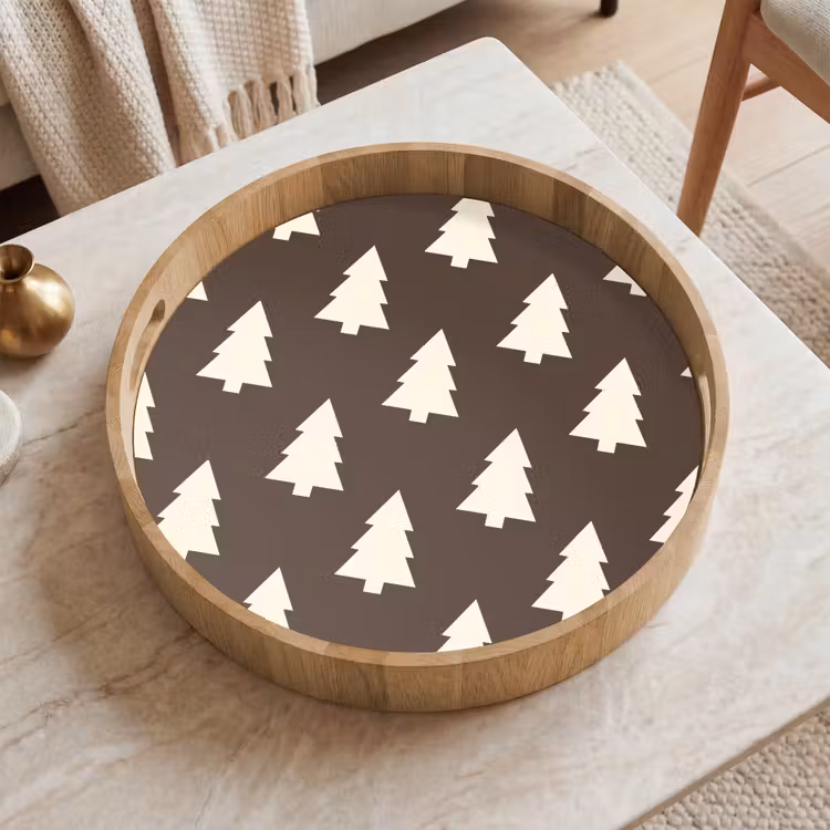Tablett - Weihnachtsbaum – Grau – Cremefarben — 2
