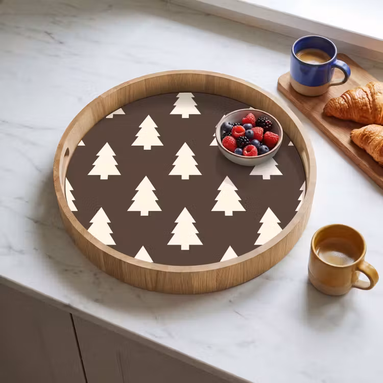 Tablett - Weihnachtsbaum – Grau – Cremefarben — 4