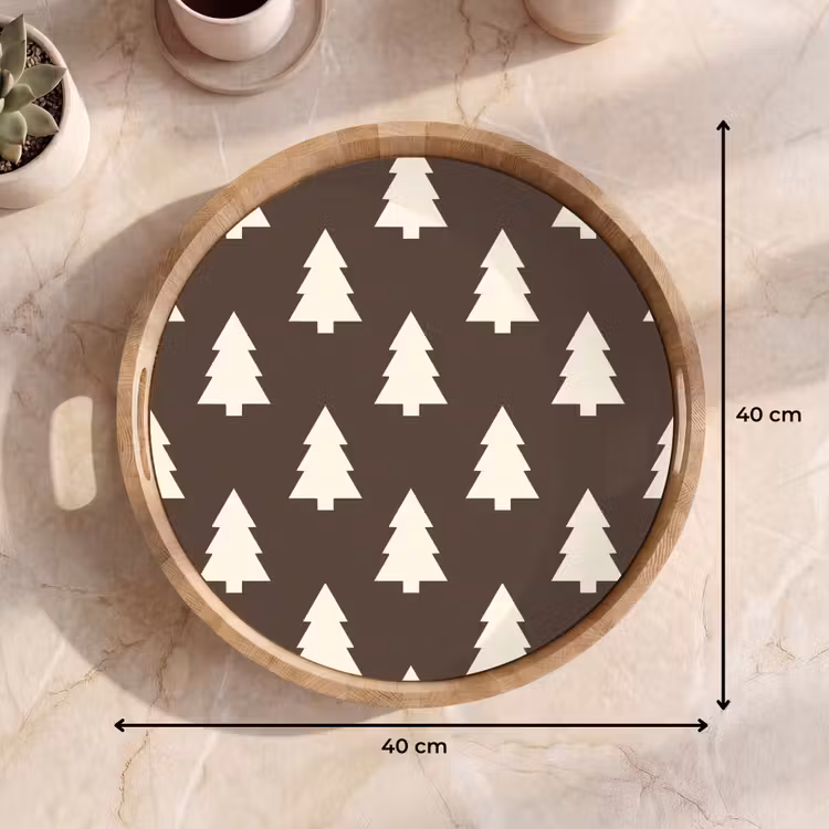 Tablett - Weihnachtsbaum – Grau – Cremefarben — 9