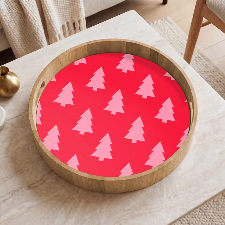 Tablett - Weihnachtsbaum – Rosa – Rot — 2