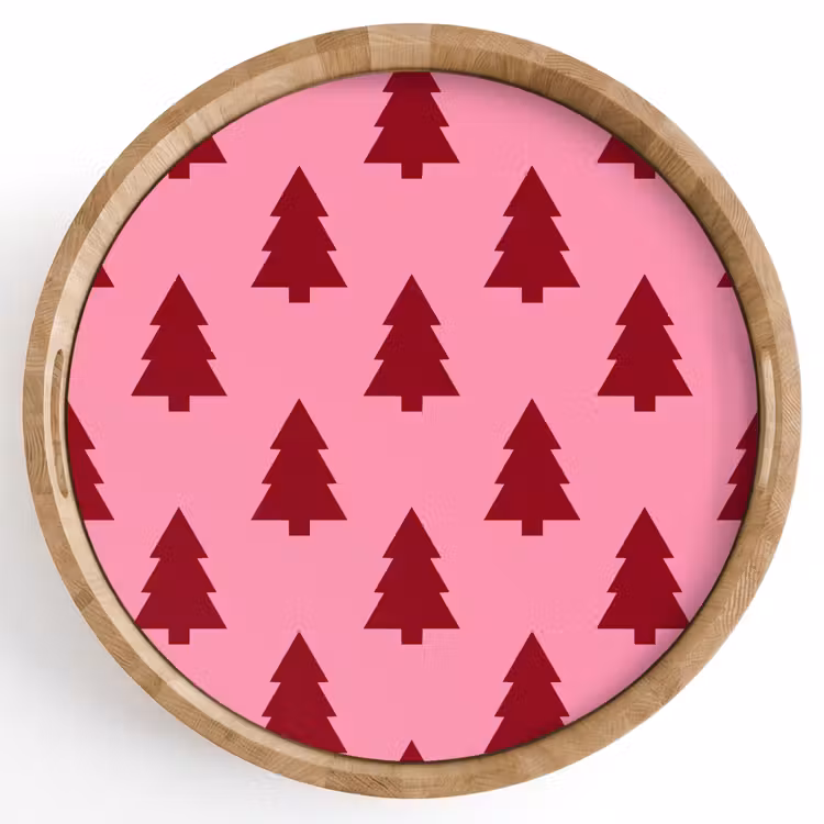 Tablett - Weihnachtsbaum – Rot – Rosa — 1