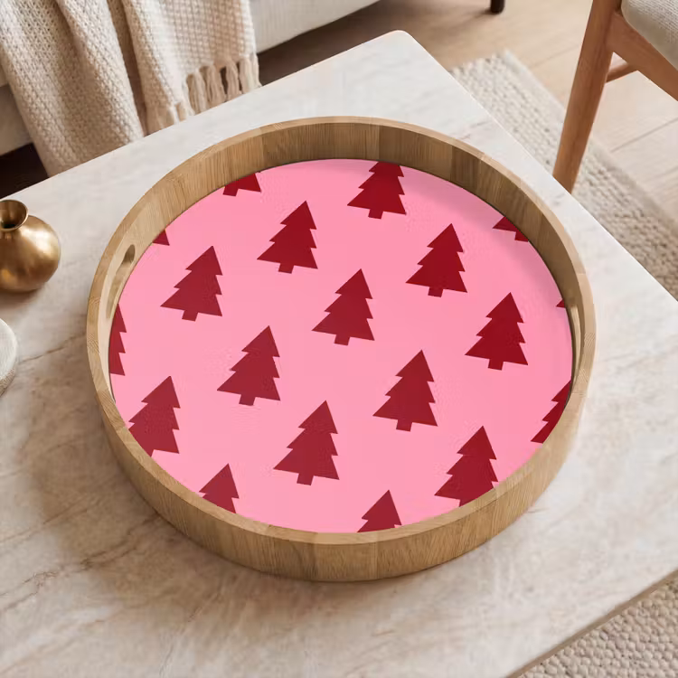 Tablett - Weihnachtsbaum – Rot – Rosa — 2