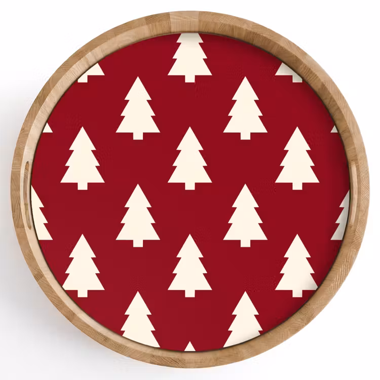 Tablett - Weihnachtsbaum – Rot – Weiß — 1