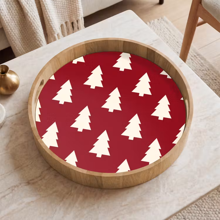 Tablett - Weihnachtsbaum – Rot – Weiß — 2