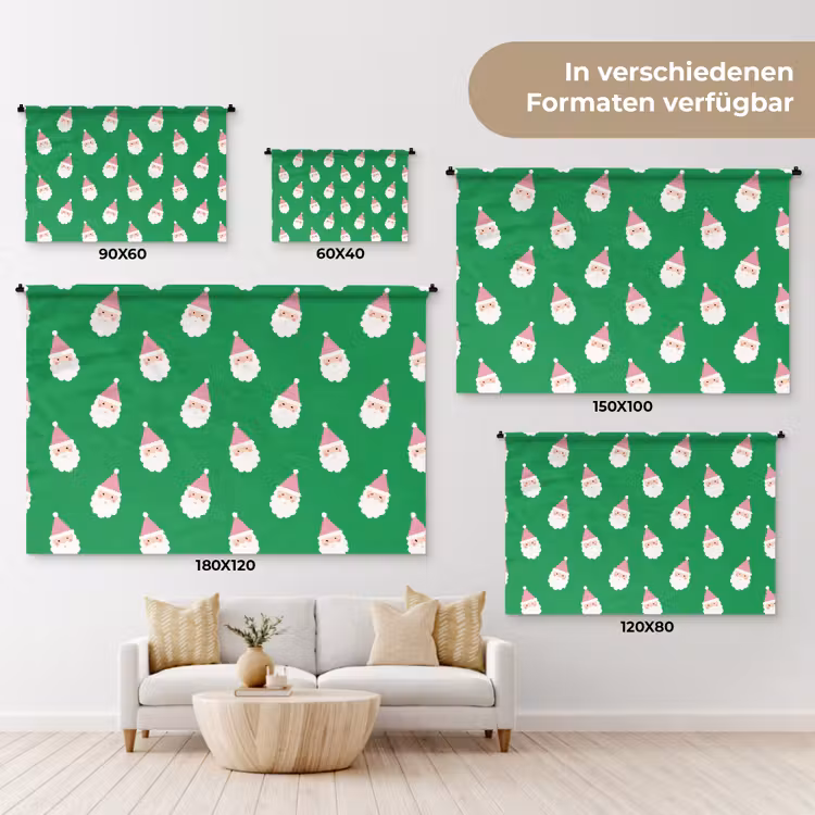 Wandteppich - Weihnachtsmann – Weihnachten – Rosa – Grün — 8