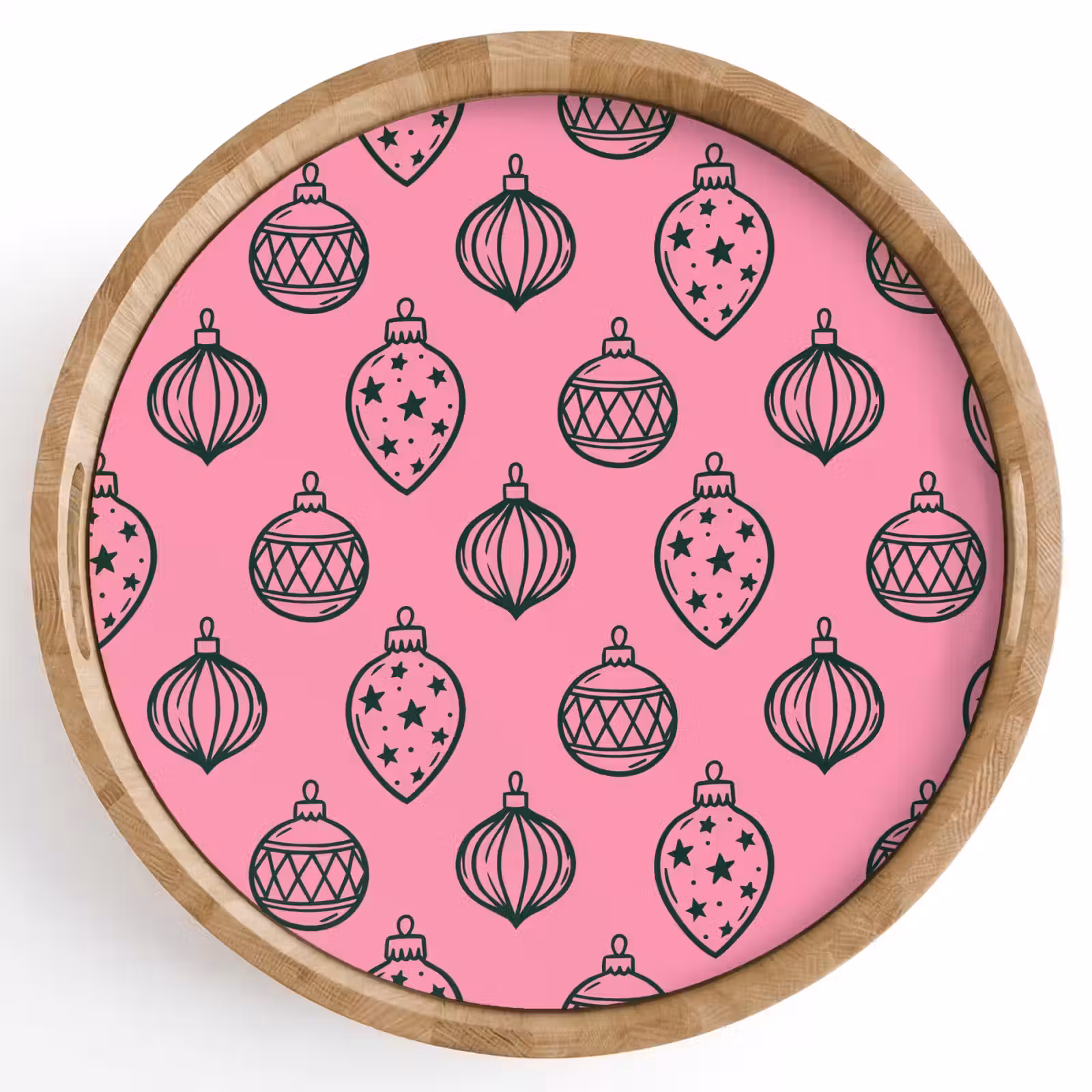 Tablett - Weihnachtskugel – Grün – Rosa — 1