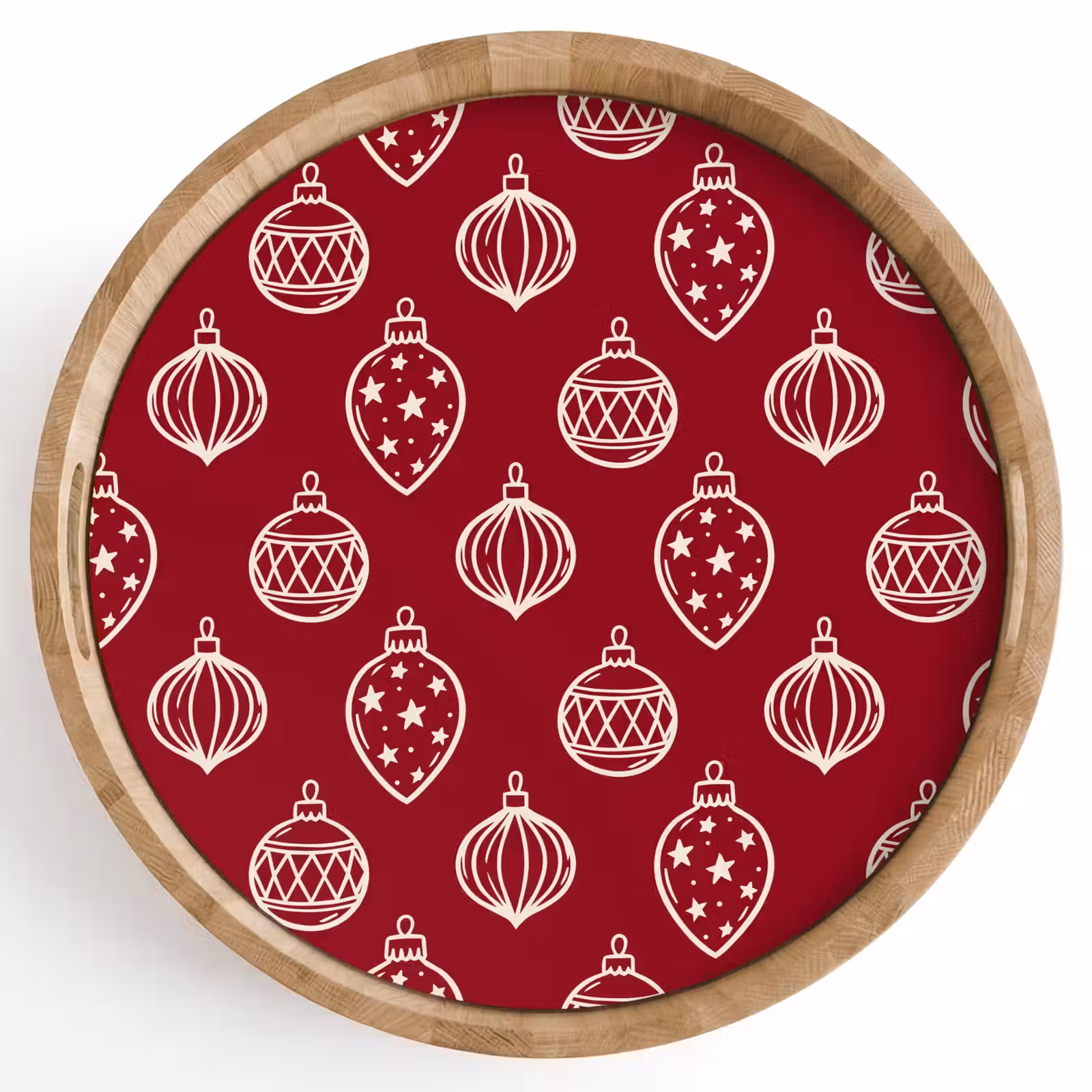 Tablett - Weihnachtskugel – Rot – Cremefarben — 1