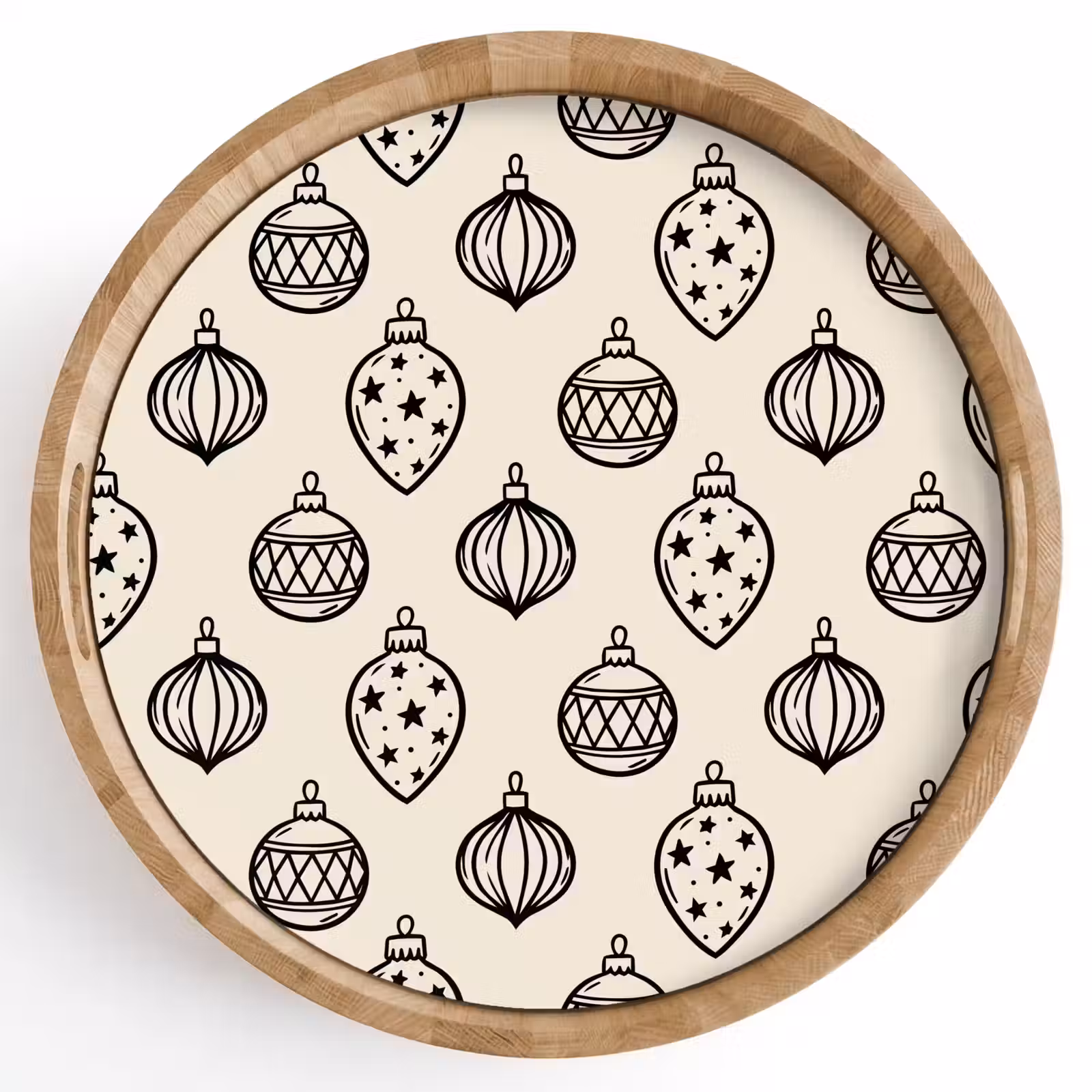Tablett - Weihnachtskugel – Schwarz – Weiß — 1