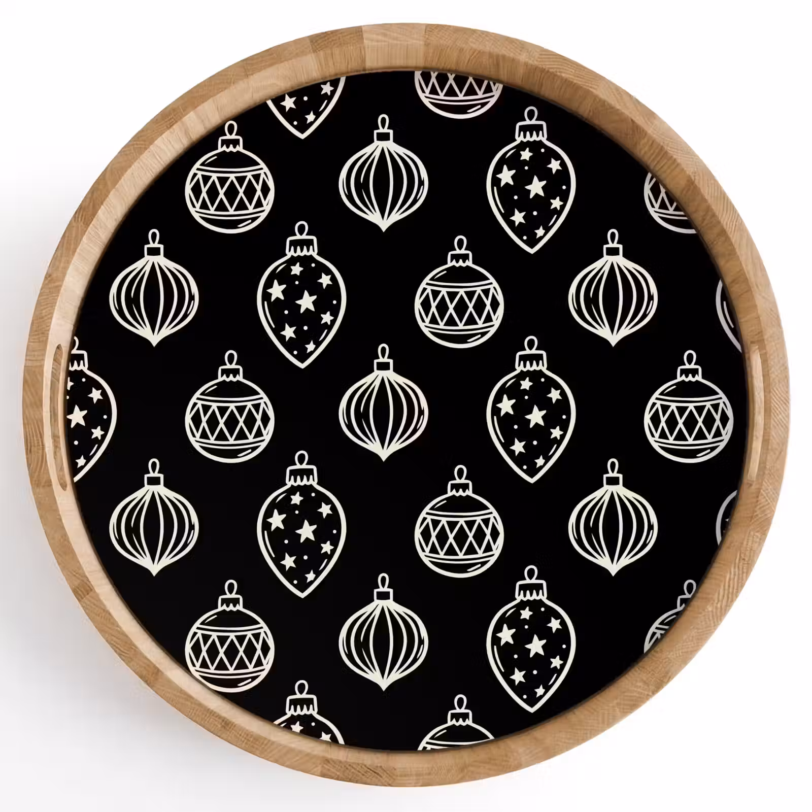 Tablett - Weihnachtskugel – Weiß – Schwarz — 1
