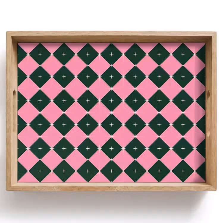Tablett - Weihnachten – Rosa – Grün – Stern — 1