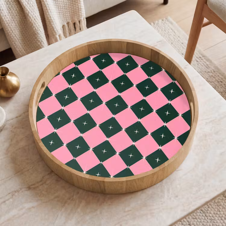 Tablett - Weihnachten – Rosa – Grün – Stern — 2