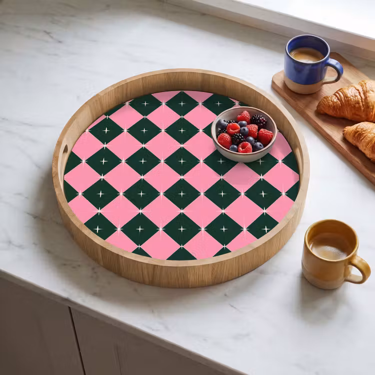 Tablett - Weihnachten – Rosa – Grün – Stern — 4