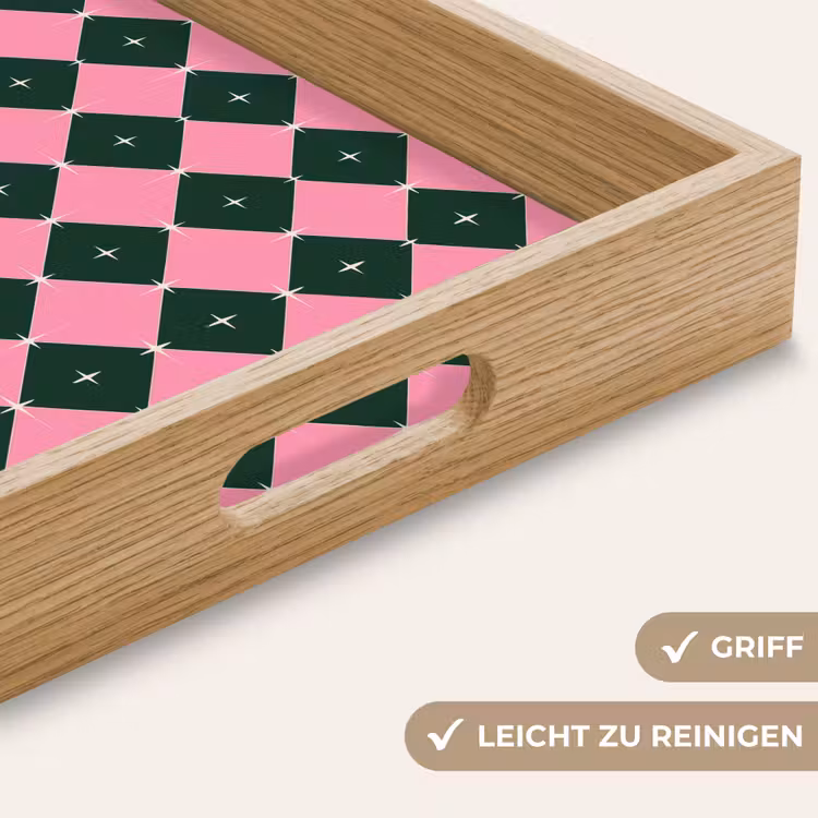 Tablett - Weihnachten – Rosa – Grün – Stern — 5