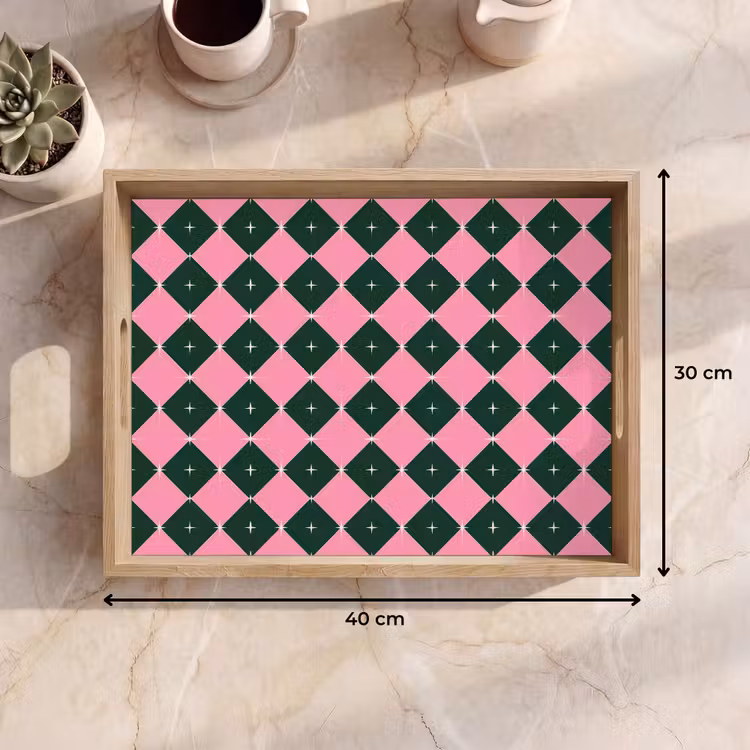 Tablett - Weihnachten – Rosa – Grün – Stern — 9