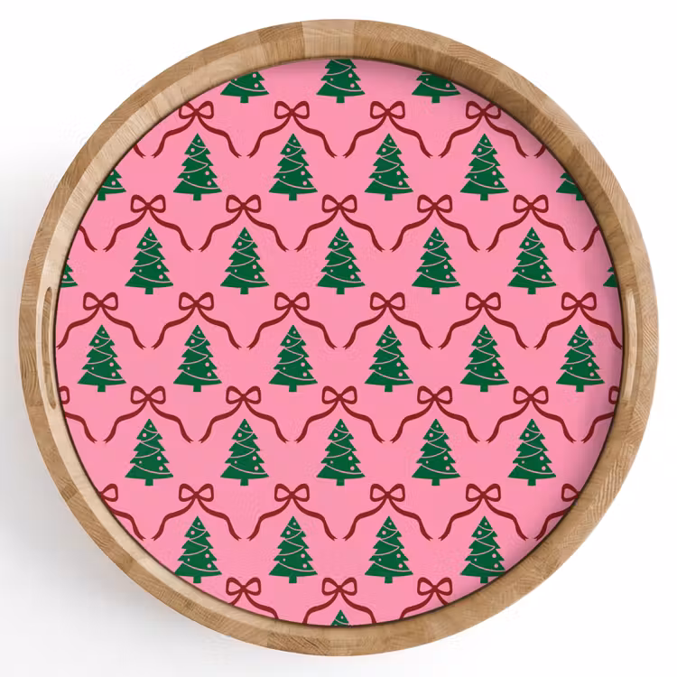 Tablett - Weihnachten – Rosa – Rot – Schleife — 1