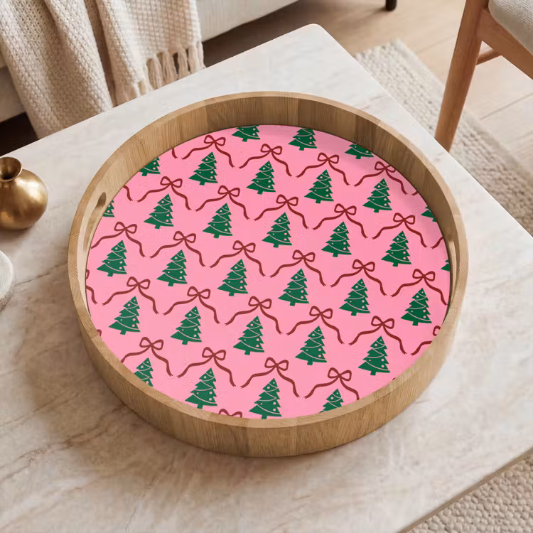 Tablett - Weihnachten – Rosa – Rot – Schleife — 2