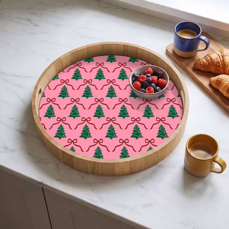 Tablett - Weihnachten – Rosa – Rot – Schleife — 4