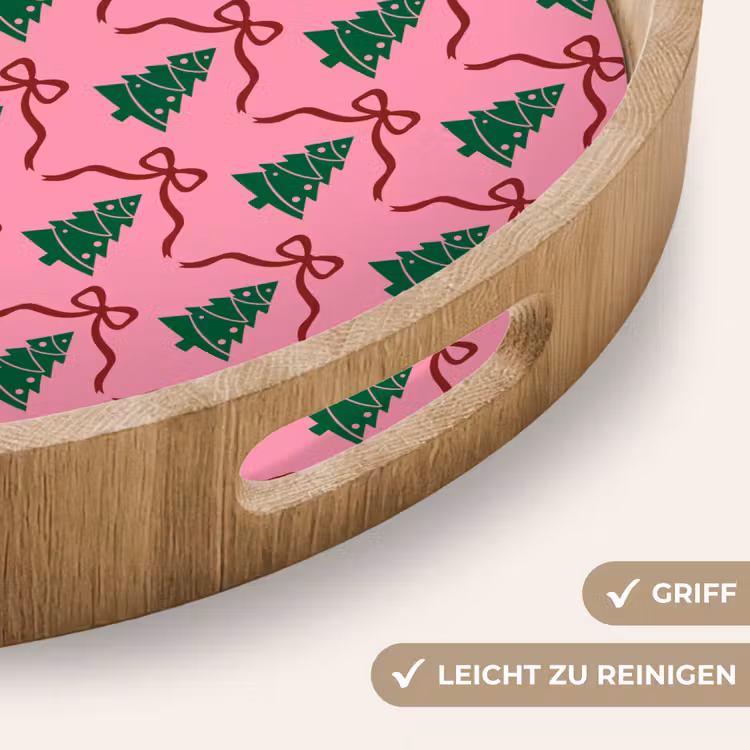 Tablett - Weihnachten – Rosa – Rot – Schleife — 5