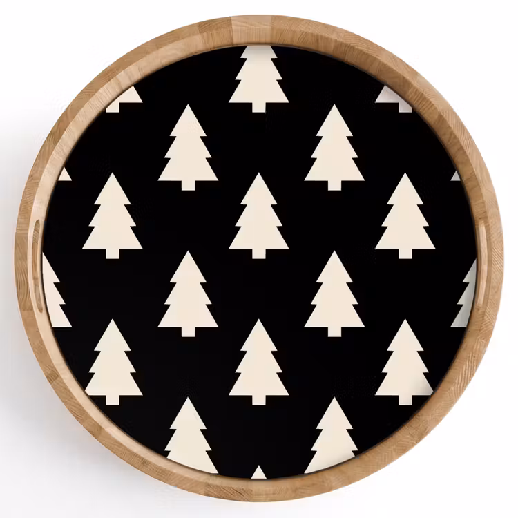 Tablett - Weihnachtsbaum – Schwarz – Weiß — 1