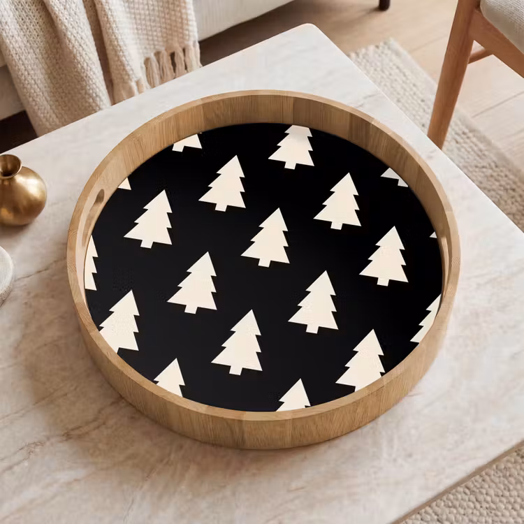 Tablett - Weihnachtsbaum – Schwarz – Weiß — 2