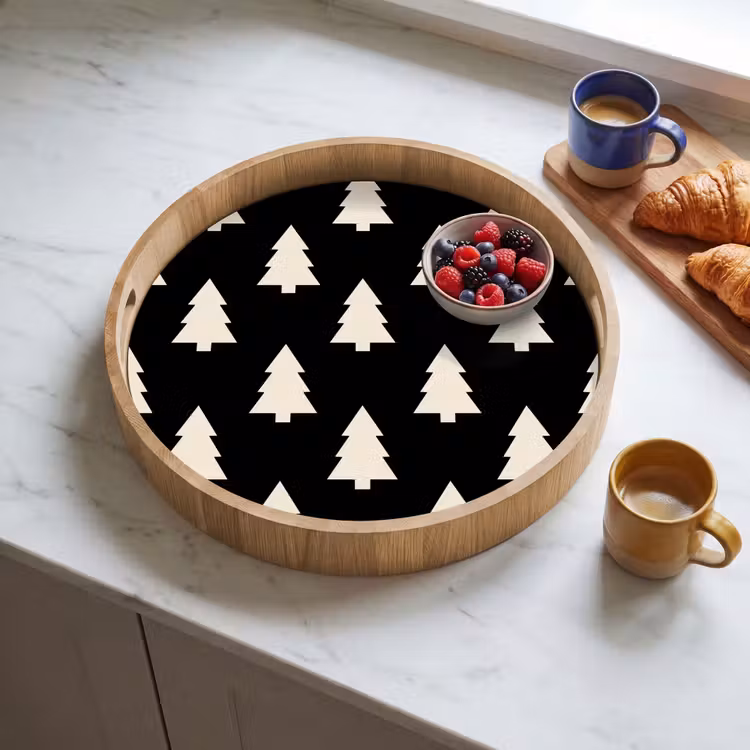 Tablett - Weihnachtsbaum – Schwarz – Weiß — 4