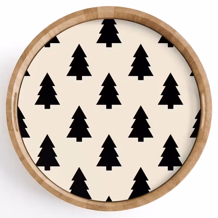 Tablett - Weihnachtsbaum – Weiß – Schwarz — 1