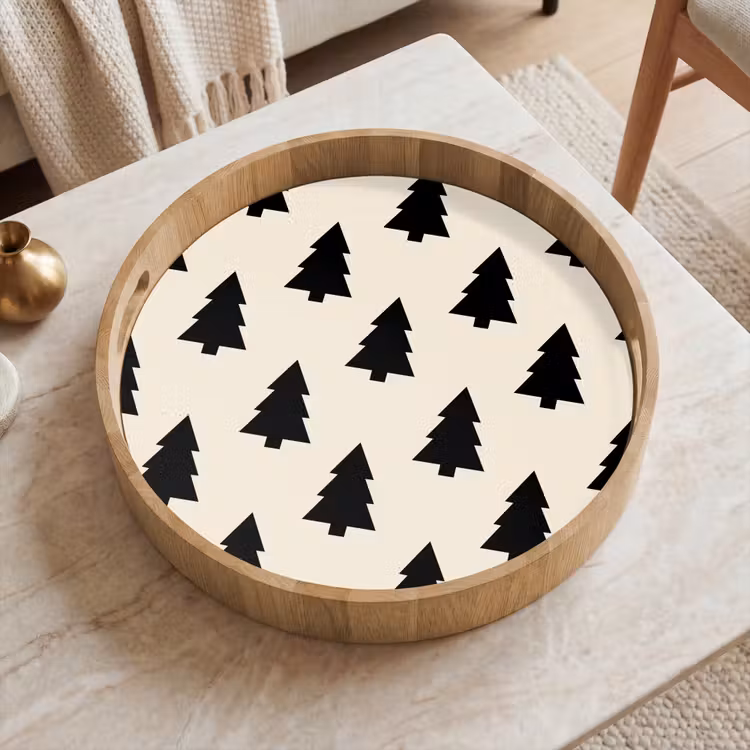 Tablett - Weihnachtsbaum – Weiß – Schwarz — 2