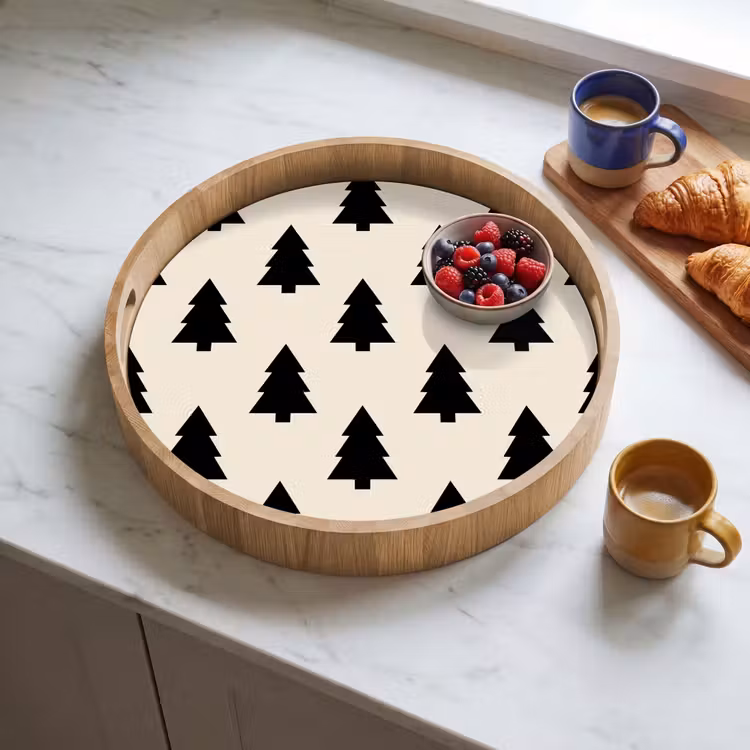 Tablett - Weihnachtsbaum – Weiß – Schwarz — 4