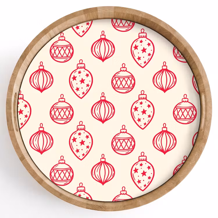 Tablett - Weihnachtskugel – Creme – Rot — 1
