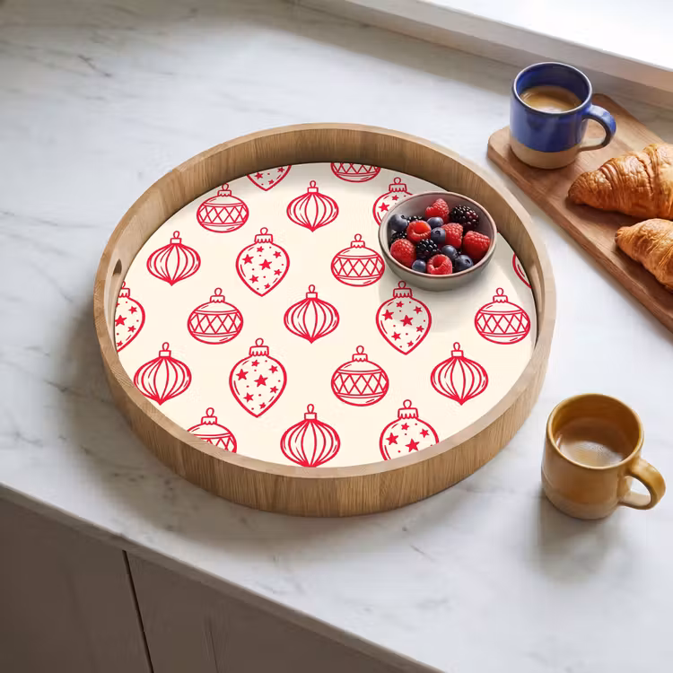 Tablett - Weihnachtskugel – Creme – Rot — 4