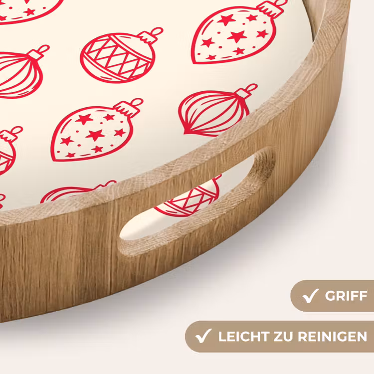 Tablett - Weihnachtskugel – Creme – Rot — 5