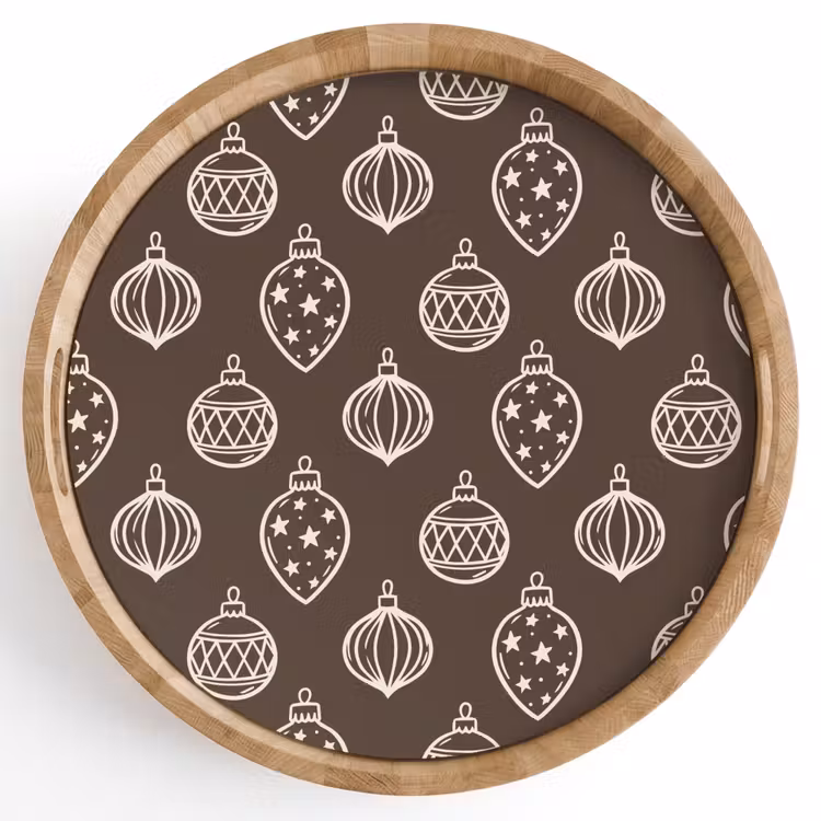 Tablett - Weihnachtskugel – Grau – Cremefarben — 1