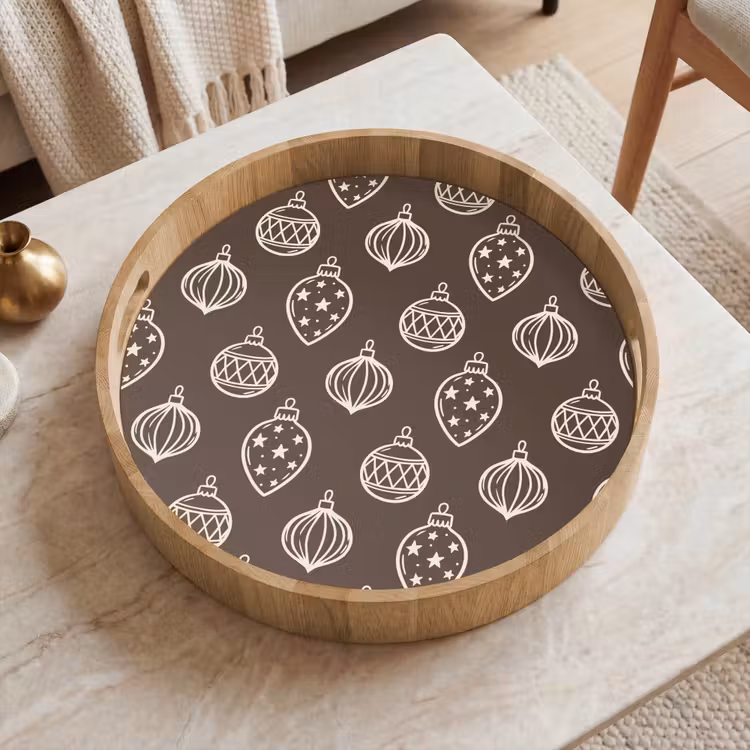 Tablett - Weihnachtskugel – Grau – Cremefarben — 2