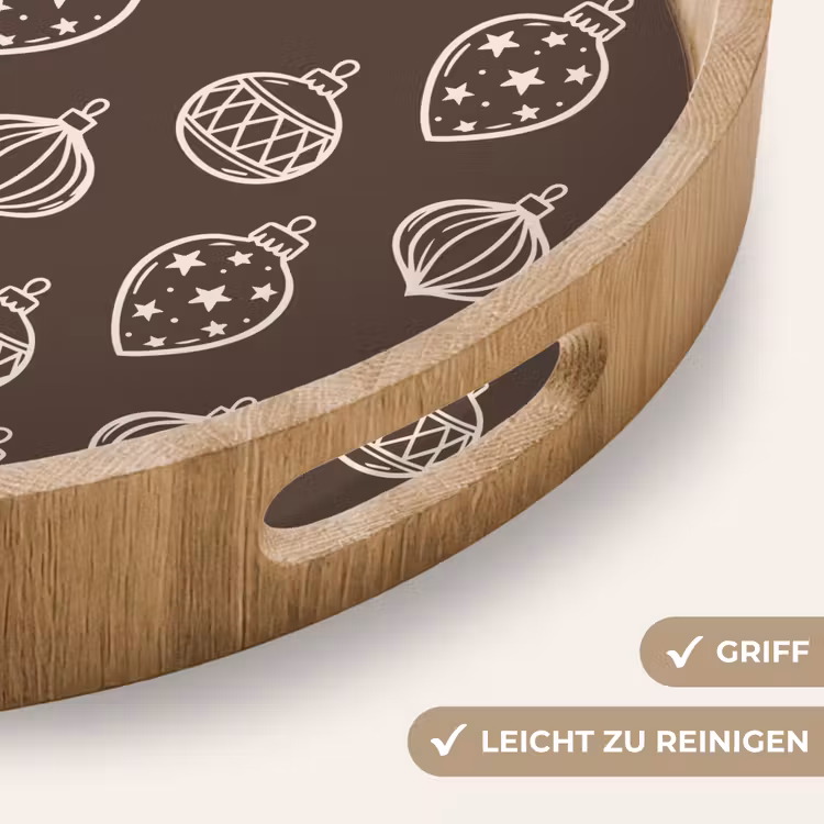 Tablett - Weihnachtskugel – Grau – Cremefarben — 5