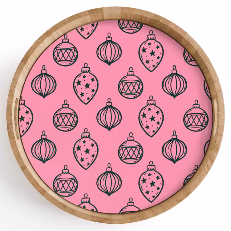 Tablett - Weihnachtskugel – Grün – Rosa — 1