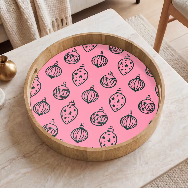 Tablett - Weihnachtskugel – Grün – Rosa — 2