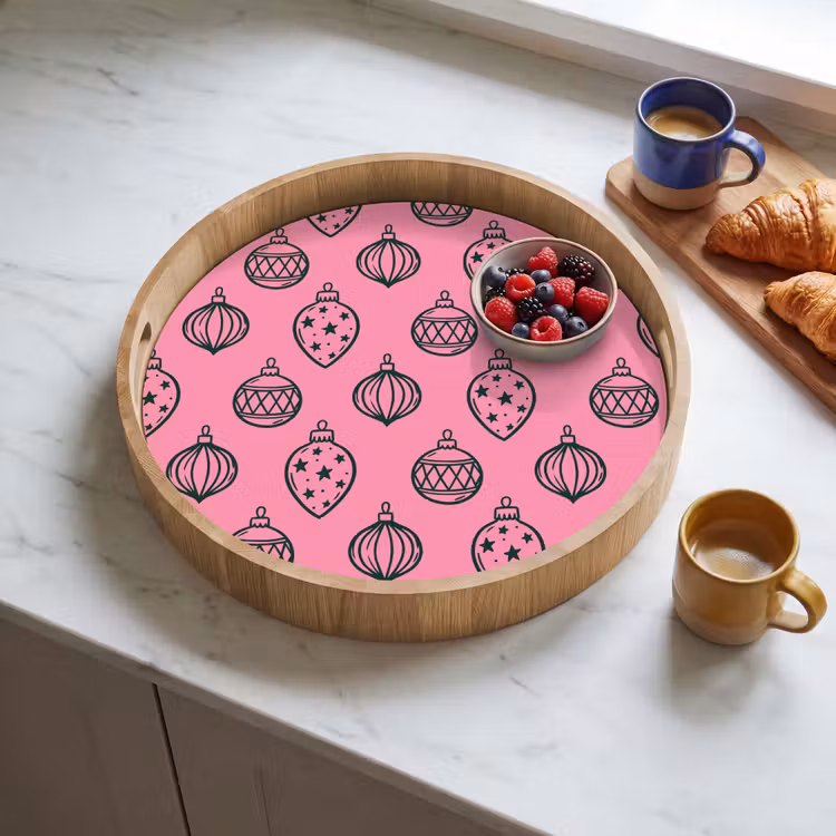 Tablett - Weihnachtskugel – Grün – Rosa — 4