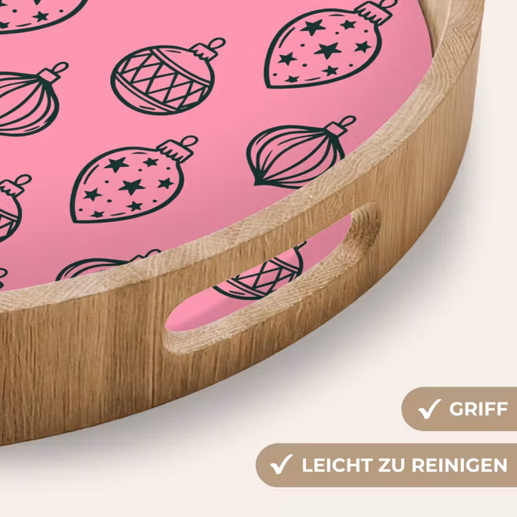 Tablett - Weihnachtskugel – Grün – Rosa — 5