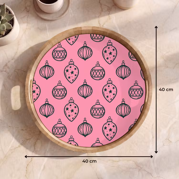 Tablett - Weihnachtskugel – Grün – Rosa — 9