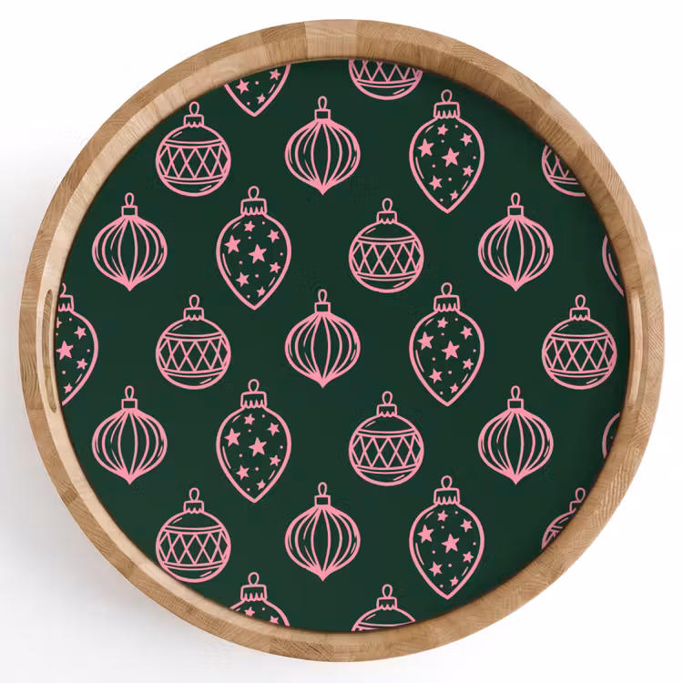 Tablett - Weihnachtskugel – Rosa – Grün — 1