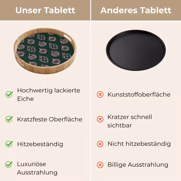 Tablett - Weihnachtskugel – Rosa – Grün — 3