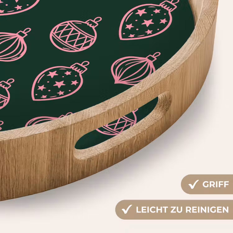 Tablett - Weihnachtskugel – Rosa – Grün — 5