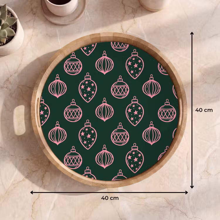 Tablett - Weihnachtskugel – Rosa – Grün — 9