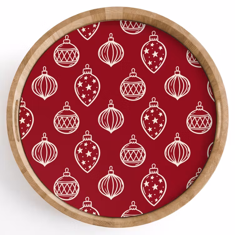 Tablett - Weihnachtskugel – Rot – Cremefarben — 1
